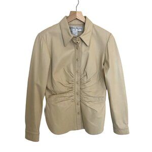 NOVIELLO Bloom Suits Woman's Cream Long Sleeve Leather Shirt Size 8